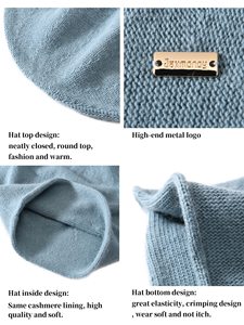 DENMIN APPARELS Bonnet unisexe en coton/laine de qualité supérieure, tricoté, doux et chaud, côtelé, à revers, extensible, pour personnalisation - Product Image 6