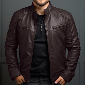 Genuine Sheepskin Design Your Own <b>Leather</b> Motorcycle <b>Jacket</b> High Quality Breathable Warm <b>Winter</b> Men's 340g Reasonable Price - Product Image 2