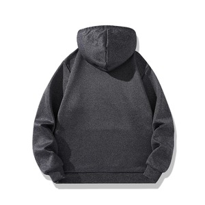 Sweat-shirt à capuche bleu marine pour homme, coupe ample, doublure polaire, vêtement d'hiver décontracté, manches régulières, tricot uni, couleur unie, 2027 - Product Image 4