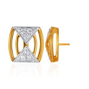 Pendientes de Oro Amarillo con Diamantes, Corte Triangular, Piedra Natural, Minimalistas, Unisex, Joyería para Uso Diario - Product Image 4