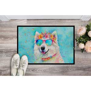 Samoyède Hippie Dawg Paillasson Antidérapant Lavable Low Pile 24H X 36W Intérieur Extérieur Tapis de Porte Avant pour Entrée - Product Image 2