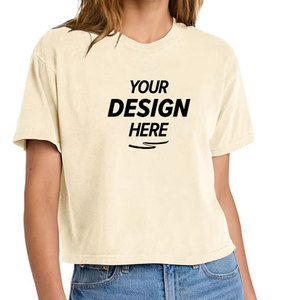 Trendy Colors <b>Peach</b> Cropped Mockup Casual Boxy Fit Crop <b>Top</b> T-Shirt Display Print Crop <b>Top</b> T-Shirt - Product Image 4