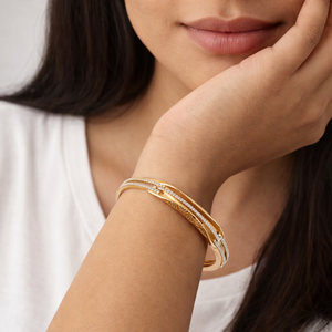 18ct Rose Gold Diamond Accent <b>Bangle</b> <b>Bracelet</b> for Women Twisted Textured Design Fine Jewelry Wedding Party Gift - Product Image 4