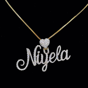 Collar con nombre personalizado de plata y moissanita, colgante de corazón con diamantes, joyería hip hop personalizada, regalo para mujer - Product Image 5