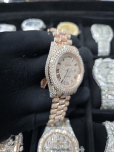 Montre de luxe mécanique édition limitée entièrement sertie de diamants, chiffres romains, acier inoxydable, style hip-hop pour rappeur - Product Image 3