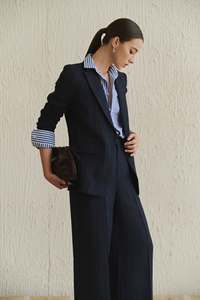 Women's Solid Silk Notched Collar Sleeveless <b>Blazer</b> Suit <b>Set</b> Summer Breathable Regular Fit Knee-Length Office Business Wear - Product Image 1