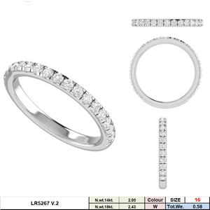 14K White Gold Rhodium Plated Classic Brilliant-Cut Natural Filled Diamond Women's Eternity Band Wedding <b>Stacking</b> <b>Ring</b> - Product Image 5