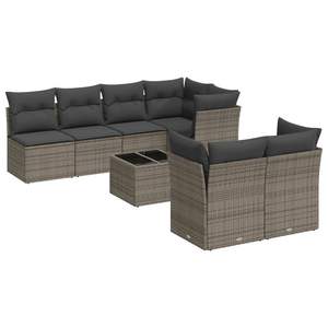 Ensemble de canapés de jardin gris avec coussins, résistant aux UV, en rotin PE, mobilier d'extérieur au design contemporain, imperméable - Product Image 2