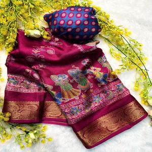 Nouveau Sari Ethnique en Viscose pour Femme, Design Élégant et Doux Motif Melon, Tissage Jacquard Léger, Idéal pour Mariage, En Stock - Product Image 1