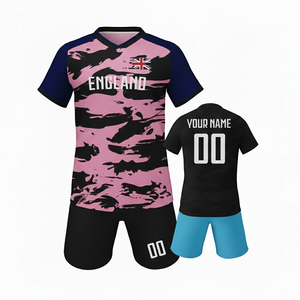 ชุดฟุตบอลแบบซับลิเมชั่นลายพรางสั่งทำขายส่ง เสื้อ กางเกงขาสั้น ชุดฝึกซ้อมฟุตบอลระบายอากาศสำหรับผู้ชาย ชุดยูนิฟอร์มทีม - Product Image 4