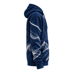 Men's Hooded <b>Sweatshirt</b> <b>Navy</b> Blue Abstract Print Breathable Regular Fit Casual Style Hoodie For Men's - Product Image 3