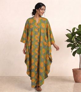 Floral Print Cotton <b>Kaftan</b> Dress For Women Handmade Summer Dress Beach Wear <b>Plus</b> <b>Size</b> Dress Indian Wholesaler - Product Image 1