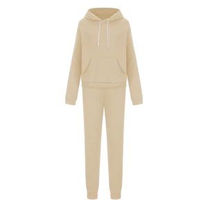 Casual Solid Color With Logo Women's Streetwear Tracksuit Set 100% Cotton Breathable Training Jogger Full Customization - Product Image 1