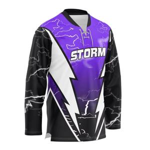 Nouveau style, service OEM, maillot de hockey sur glace professionnel personnalisé pour hommes, 100% polyester, maille, impression par sublimation, évacuation de l'humidité - Product Image 1