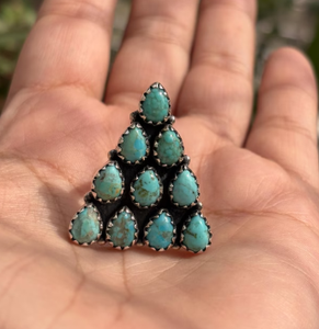 Natural <b>Turquoise</b> Triangle <b>Ring</b> 925 Sterling Silver Handmade Women Gemstone Jewelry - Product Image 2