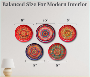 Juego de 5 Platos Decorativos de Pared con Mandala |   Arte de Pared Metálico Hecho a Mano para Sala de Estar, Dormitorio, Pasillo y Decoración del Hogar Multicolor - Product Image 5