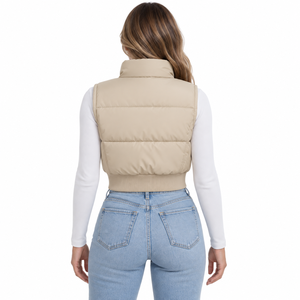 Women's <b>Cropped</b> Puffer Vest Trendy Sleeveless Winter <b>Body</b> <b>Warmer</b> Custom Design OEM ODM Apparel Factory premium quality - Product Image 2