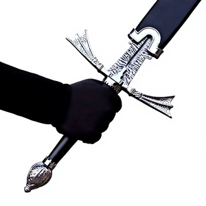 Épée médiévale en acier inoxydable avec lame à motifs et fourreau noir, épées à prix raisonnable en vente - Product Image 3