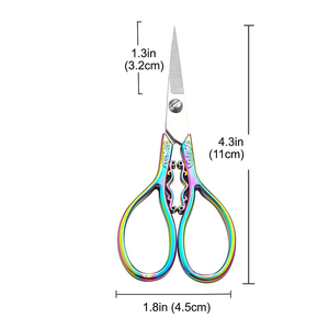 Ciseaux à cuticules multifonctionnels de qualité supérieure pour droitiers, pliables, avec lame en acier inoxydable revêtue multicolore, pour nail art et fils. - Product Image 2