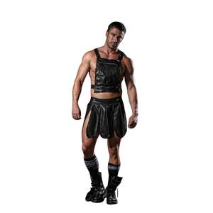 Falda estilo gladiador para hombre, aspecto de cuero negro, ropa de club fetichista, falda sexy llamativa. - Product Image 5