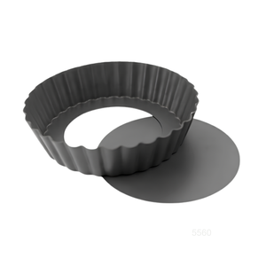 Moule à pâtisserie rond en aluminium noir de 6 pouces, résistant au four, avec fond amovible, moule à quiche cannelé - Product Image 1