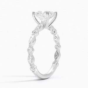 Anillo BOJ 012 con Corte Princesa, Plata 925, Aguamarina, Tres Cuartos de Diamantes, 2ct, Color D, VVS1, Moissanita, Certificado GRA - Product Image 2