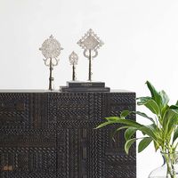 Buffet moderne en bois massif sculpté, meuble d'appoint noir pour salle à manger et entrée
