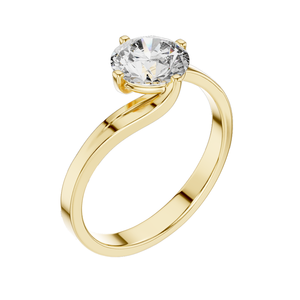 Anillo de Compromiso de Lujo TWISTY con Diamante Cultivado en Laboratorio de 1 Quilate, Certificado IGI, Chapado en Oro Amarillo de 18 Quilates con Rodio para Uso Diario, Glamuroso - Product Image 1