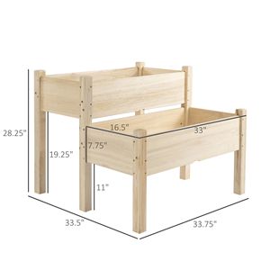 2-Tier Elevated Wooden Garden Bed Vertical Gardening <b>Planter</b> Box with Drainage for Home & Garden for <b>Vegetables</b> Herbs Flowers - Product Image 3