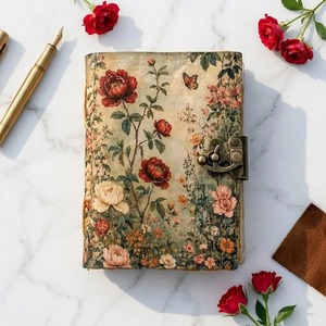 Carnet en cuir floral imprimé Craft Hackle Grimoire, livre de sorts célestes, pages vintage, couverture rigide cousue main - Product Image 5