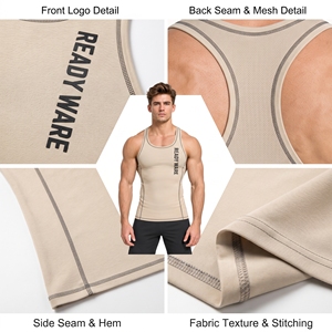 Camiseta de Compresión sin Mangas para Hombre, Estilo Racerback, para Entrenamiento, con Logotipo Personalizado, Camiseta Deportiva - Product Image 6