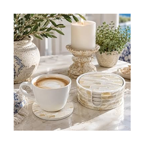 Sous-verres et sets de table carrés personnalisés en nacre, lot de quatre - Product Image 3