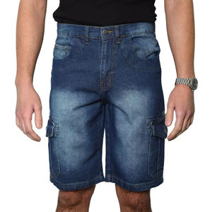 Shorts cargo en jean pour homme, taille mi-haute, fermeture boutonnée, style décontracté, 100 % coton tissé, respirant, couleur unie, longueur Bermuda - Product Image 5