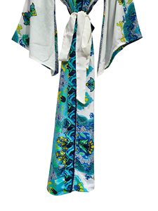 New Silk Saree Patchwork Kimono Robe <b>Bikini</b> Cover Up Night Wear Long Robe, Handmade Indian <b>Vintage</b> Recycled Silk Sari Kimono - Product Image 6
