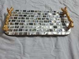 Bandeja de servicio de madera natural 100% de la mejor calidad de GM Impex con incrustaciones de nácar Nuevo diseño - Product Image 3