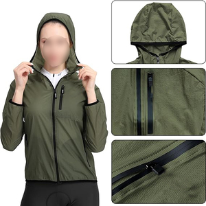 Packable Olive Green Women Windbreaker Jacket Lightweight Pocket Zip Outdoor Hooded Sun Protection <b>Coat</b> For <b>Travel</b> - Product Image 4