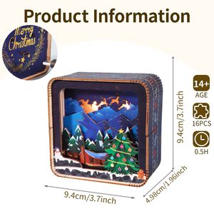 Puzzle 3D in Legno 'Buon Natale' per Adulti, Kit Modello con Luci Notturne, Decorazioni da Scrivania e Regali di Compleanno per Donne - Product Image 4