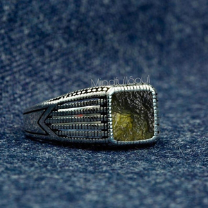 Elegant A-Grade Moldavite <b>Ring</b> Chlum Czech Republic <b>Crystal</b> | 925 Sterling Silver Jewelry | 18K Yellow Or Rose Gold Plated - Product Image 5