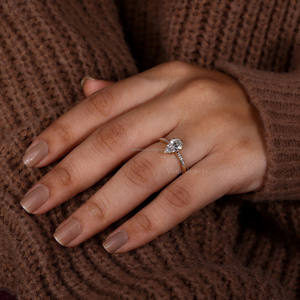 เครื่องประดับงานแต่งสุดคลาสสิกอินเทรนด์ของขวัญสำหรับลูกแพร์ของเธอแหวนเพชรที่ปลูกในห้องปฏิบัติการแหวนหมั้นครบรอบปีที่ดีที่สุดสัญญาแหวนเพชร - Product Image 2