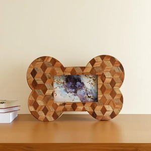 Wooden Bone Shape Photo <b>Frame</b> Handmade Geometric Pattern Desktop Decor Horizontal <b>Picture</b> <b>Frame</b> Creative Home Decoration - Product Image 1