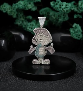 925 Sterling <b>Silver</b> Cartoon Character Pendant Moissanite <b>Charm</b> <b>Silver</b> Plated IGI Certified Hip Hop Wedding Custom Jewelry Gift - Product Image 3