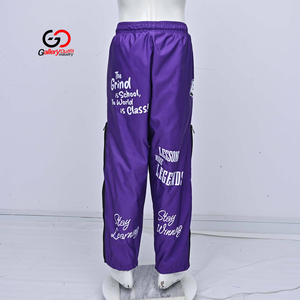 Custom Purple <b>Mens</b> Streetwear Jogger Pants <b>Elastic</b> <b>Waist</b> Drawstring Silk Screen Printed Letter Loose <b>Trousers</b> - Product Image 2