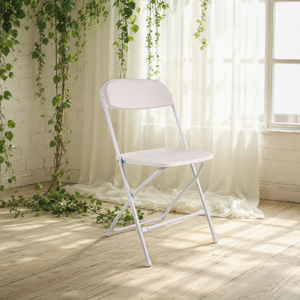 Silla Plegable de Jardín de Plástico Blanco, Diseño Moderno, Duradera, Portátil, Apilable, Muebles de Exterior para Uso en Villas y Pisos Duros - Product Image 1