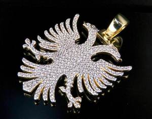 Pendentif Aigle Albanais en Diamant de Laboratoire Taille Ronde, Plaqué Or Argent 925, Style Hip Hop, Iced Out, pour Hommes - Product Image 2