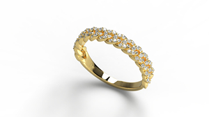 Bague de luxe en or 18 carats, style maille cubaine, entièrement pavée de diamants ronds, bague de mariage glacée, demi-éternité, bague statement pour femme - Product Image 2