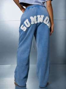 wholesale straight waistband <b>drawstring</b> women pants loose patch embroidery logo stacked baggy lady <b>trousers</b> sweatpants - Product Image 6