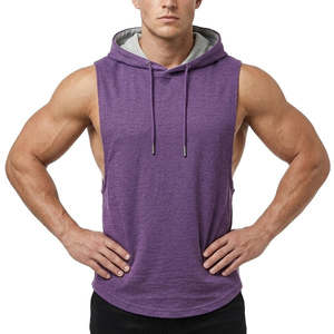 Premium Men's Sleeveless Hoodie Tank Top Muscle Custom Logo Wholesale Fitness Wear Breathable Cotton Workout Clothing Tank Tops - Product Image 3