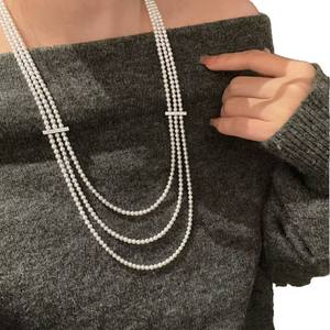 Collar de Plata S925 con Perlas AK de Zhuji Danshui 2025, Diseño Cielo Estrellado de 3-4 mm, Cadena de 45 cm, Longitud Versátil y Ajustable - Product Image 5