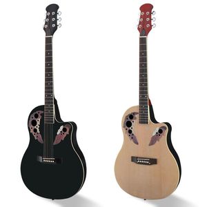 41-Inch Cutawary Round Back Acoustic Guitar with Spruce Top and Grape Hole Black Color - Product Image 2