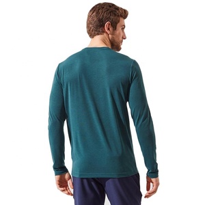 T-shirt unisexe personnalisé 100% en coton de première qualité, col en O, vêtement à manches longues teint avec un motif solide pour l'impression du logo des hommes - Product Image 2